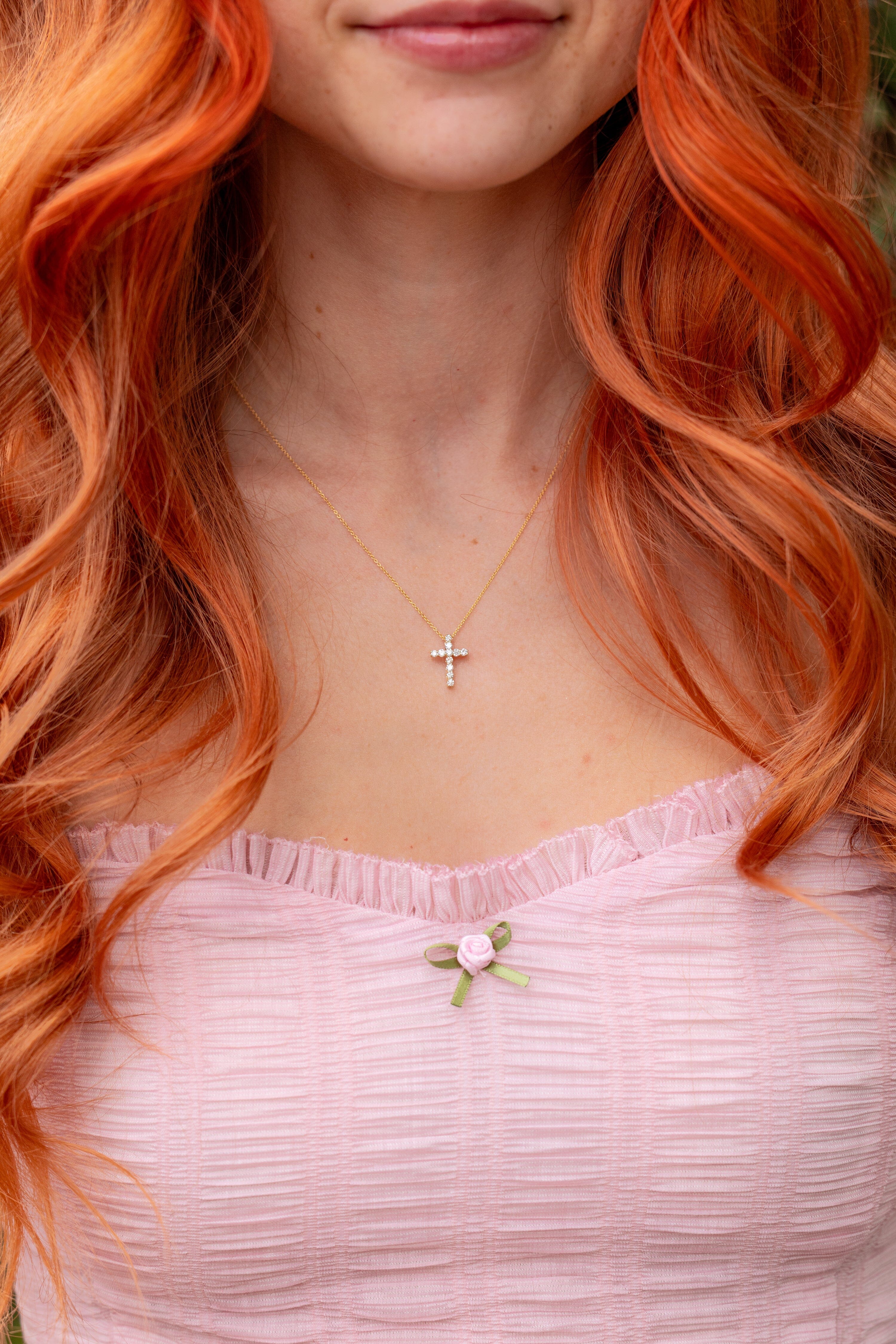 Classic Diamond Cross Necklaces Princess Bride Diamonds Classic 14K Yellow Gold