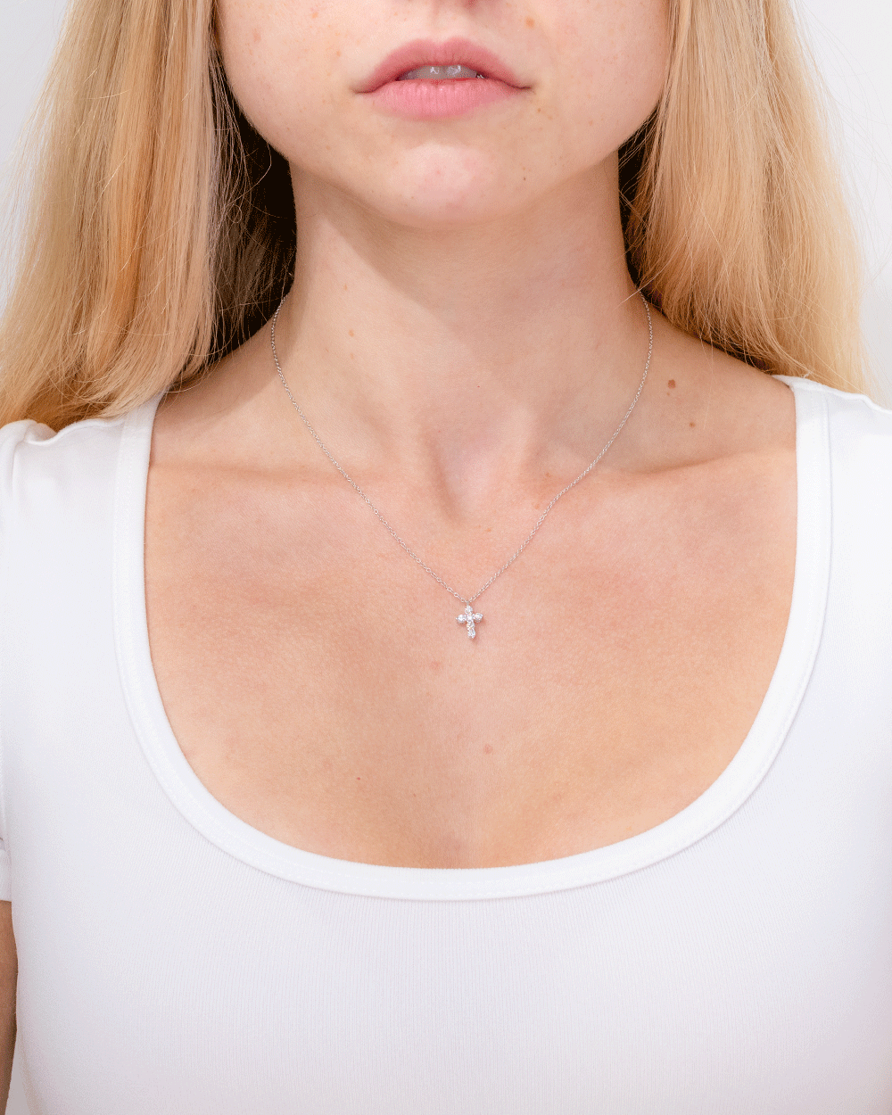 Dainty Diamond Cross 14k White Gold Necklaces Princess Bride Diamonds