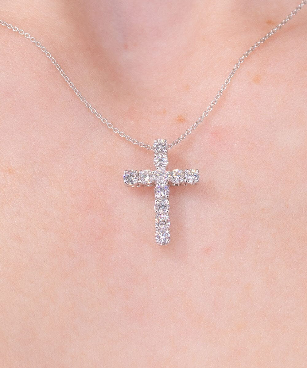 Diamond Cross 14k White Gold Necklaces Princess Bride Diamonds 