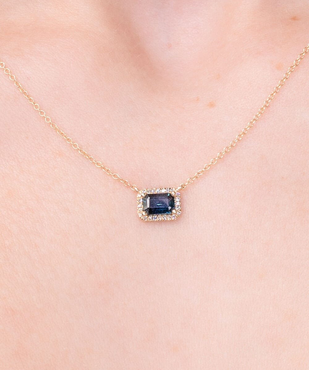 Diamond Halo Blue Sapphire Necklace Necklaces Princess Bride Diamonds 