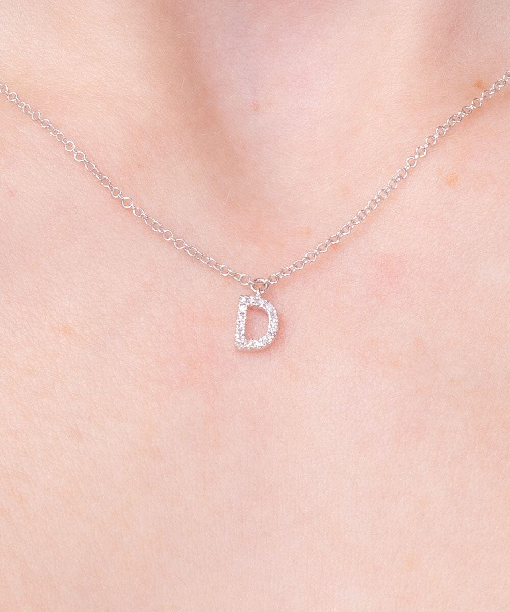 Diamond Initial "D" Necklace 14k White Gold Necklaces Princess Bride Diamonds 