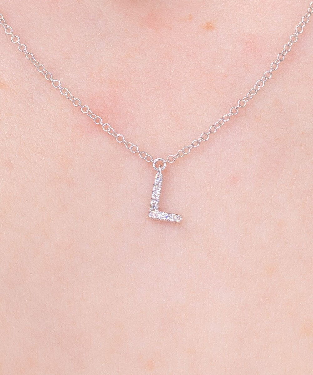 Diamond Initial "L" Necklace 14k White Gold Necklaces Princess Bride Diamonds 