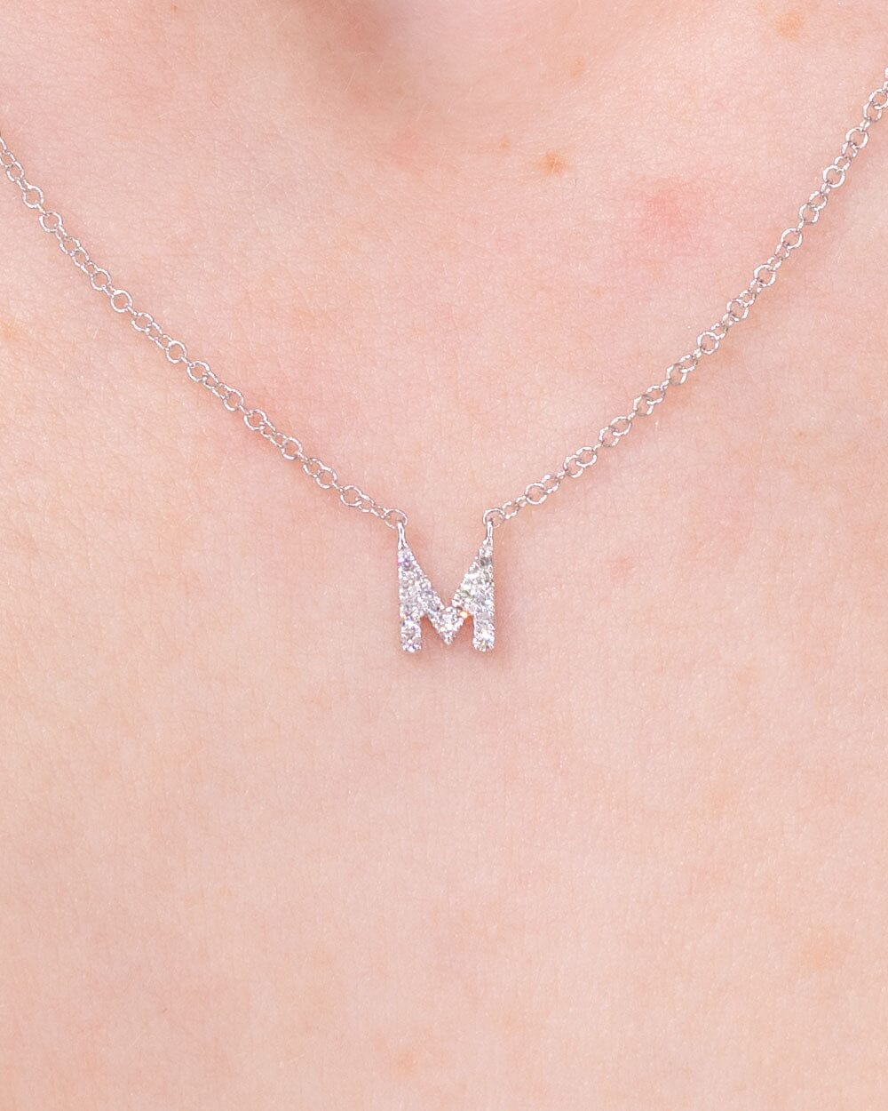 Diamond Initial "M" Necklace 14k White Gold Necklaces Princess Bride Diamonds 