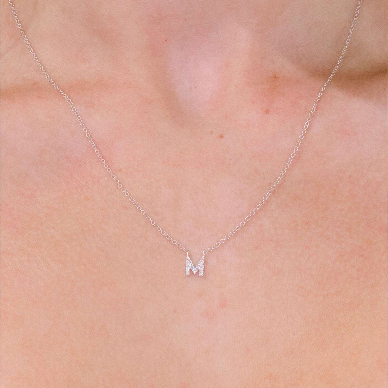 Diamond Initial "M" Necklace 14k White Gold Necklaces Princess Bride Diamonds