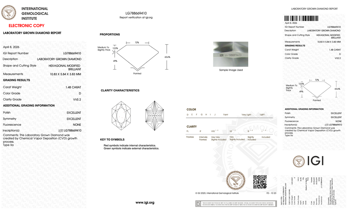 1.48 Carat D-VVS2 Dutch Marquise Lab Grown Diamond - IGI (#129103)