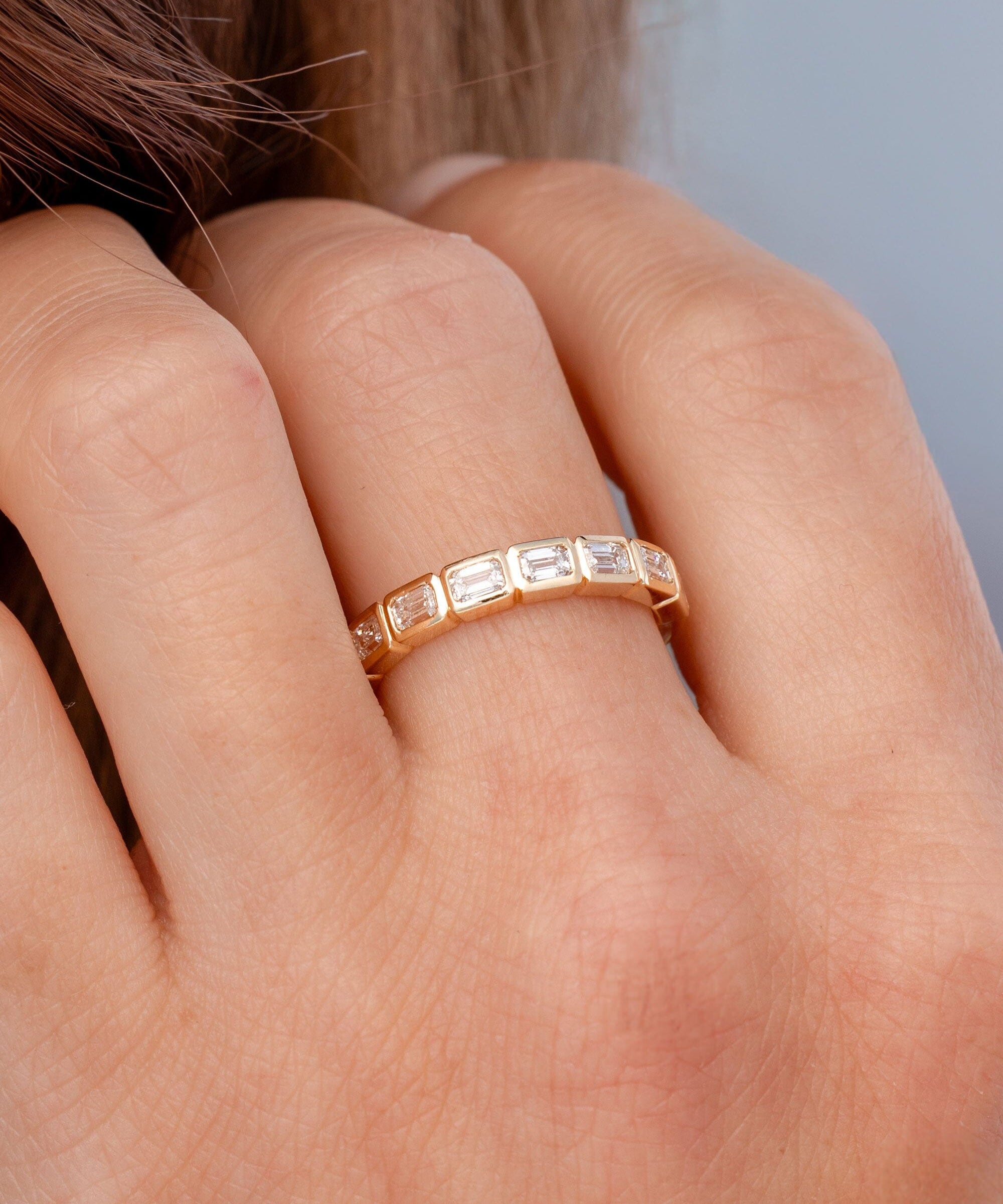 East West Emerald Bezel Ring Rings Princess Bride Diamonds