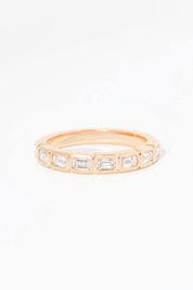 East-West Emerald Bezel Diamond Ring