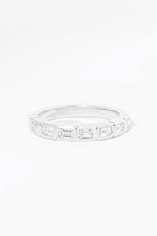 East-West Emerald Bezel Diamond Ring