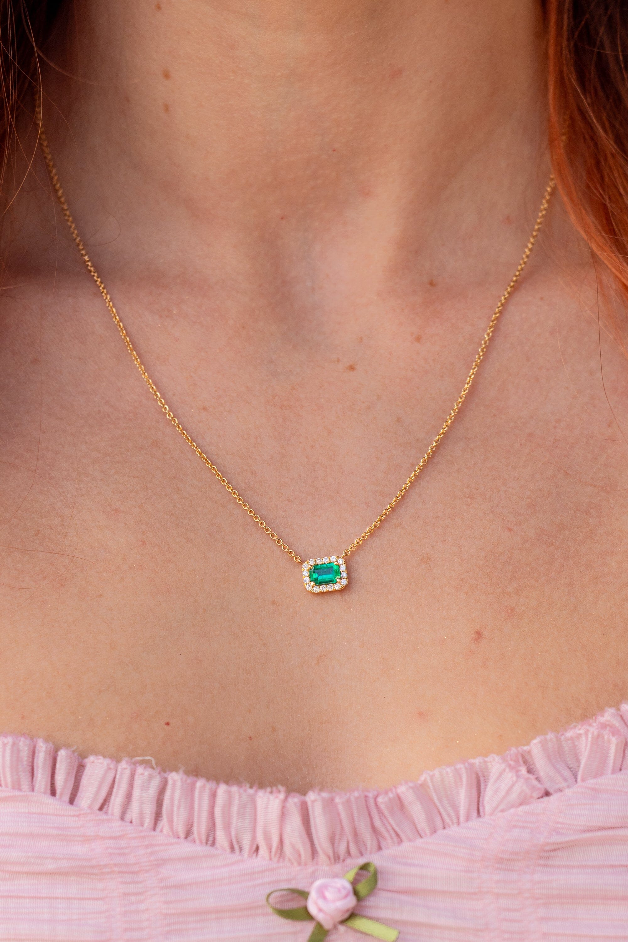 Emerald Diamond Halo Necklace Necklaces Princess Bride Diamonds