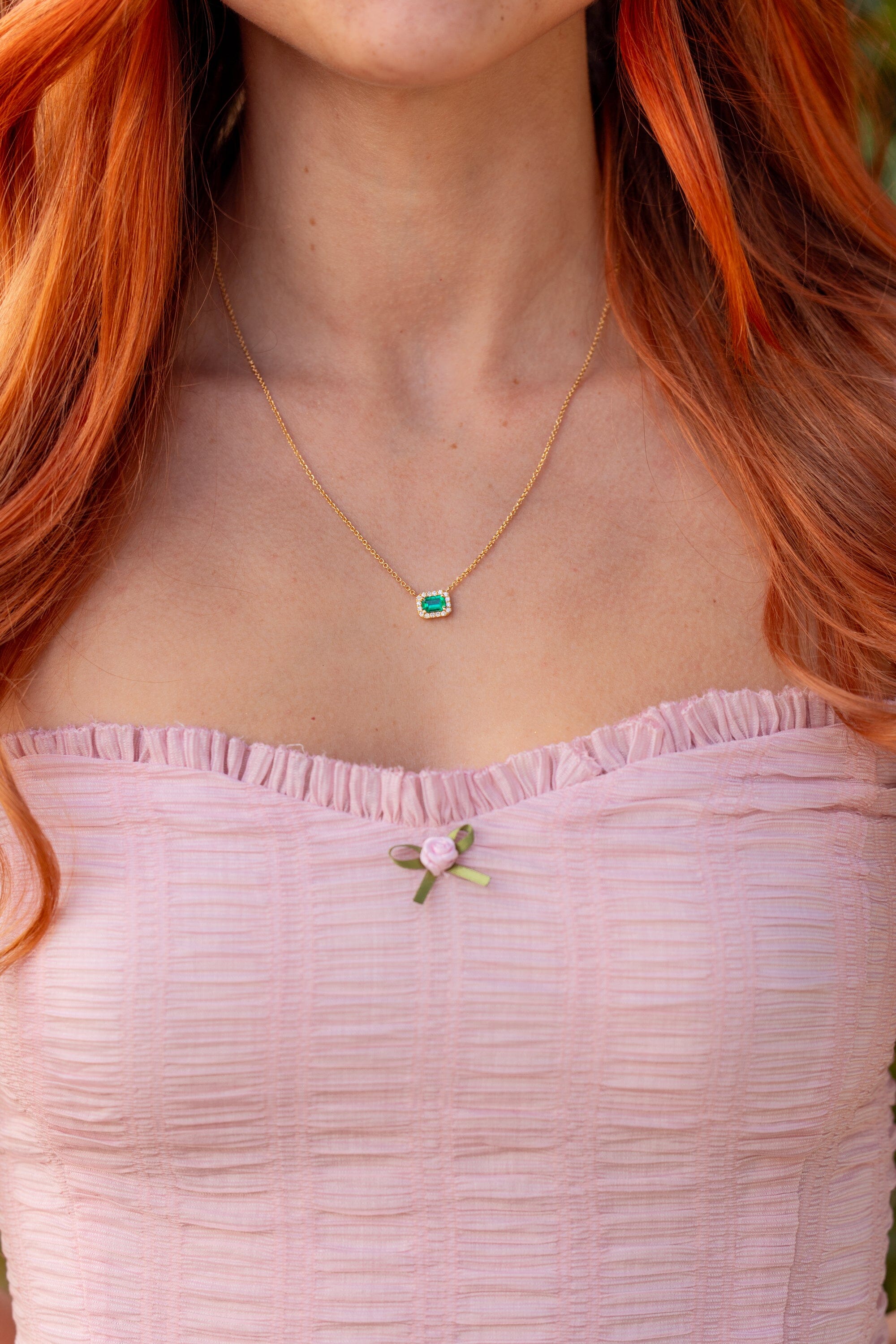 Emerald Diamond Halo Necklace Necklaces Princess Bride Diamonds