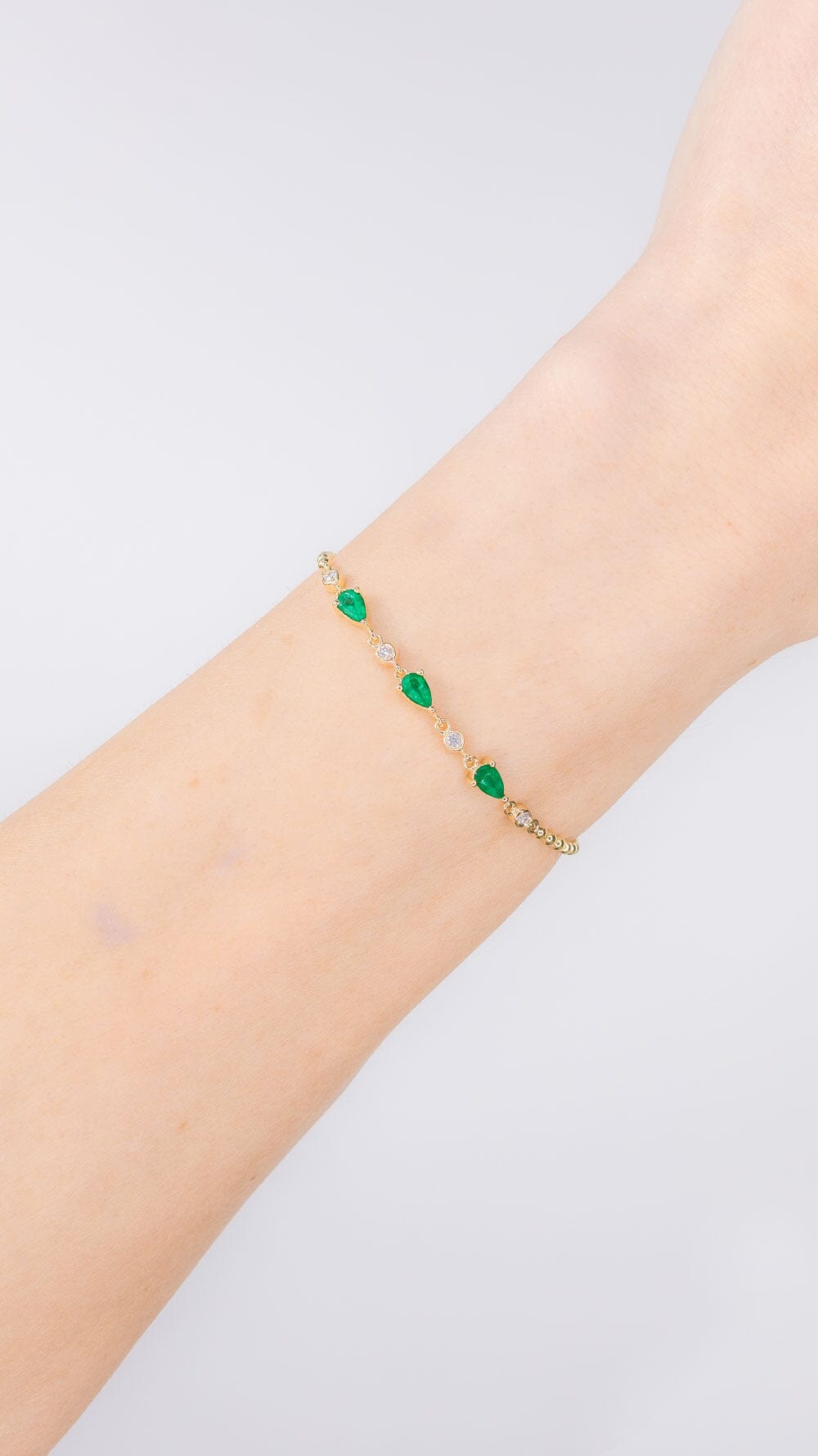 Emerald Pear & Round Diamond Beaded Bracelet Bracelets Princess Bride Diamonds