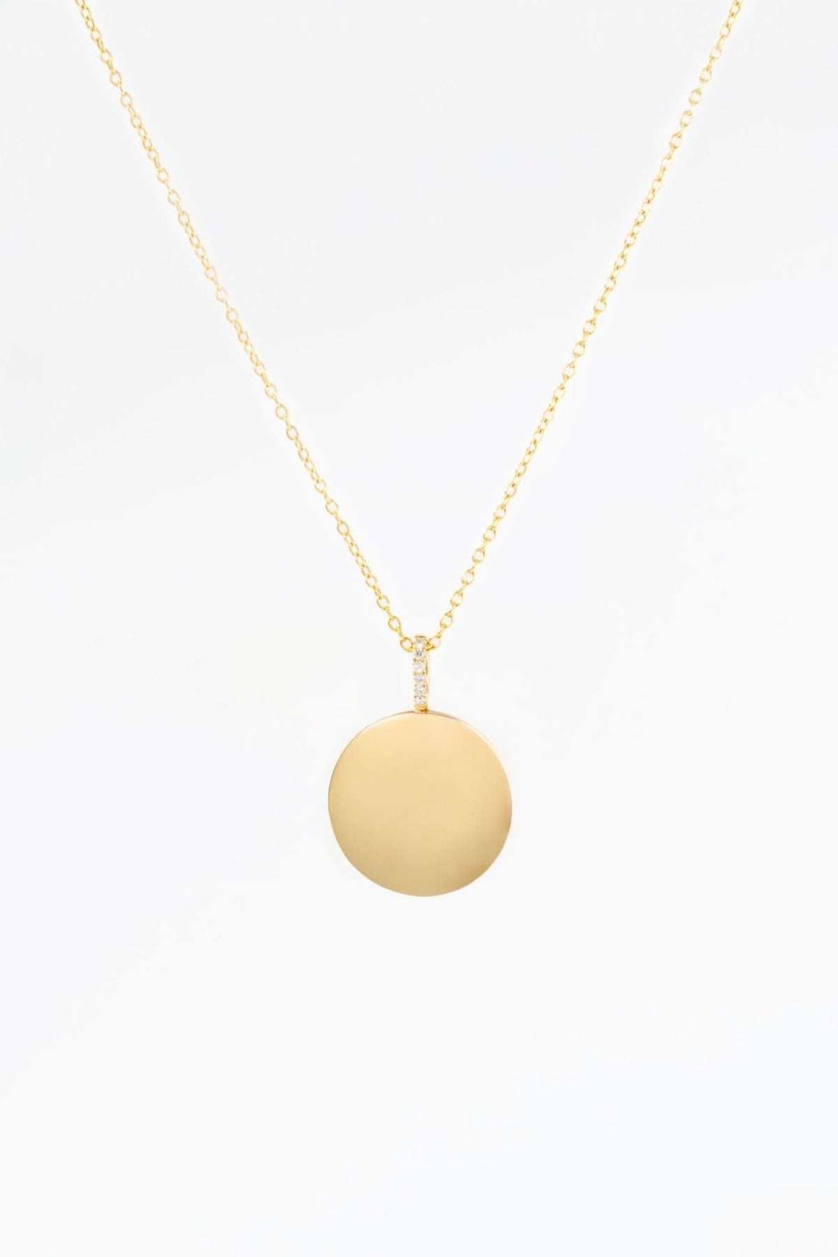 Engravable High Polish Gold Pendant with Diamond Bail - PBD Necklaces