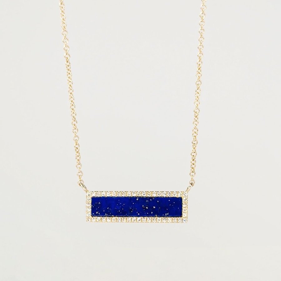 Lapis Inlay Bar Pavé Diamond Halo Necklace Necklaces Princess Bride Diamonds