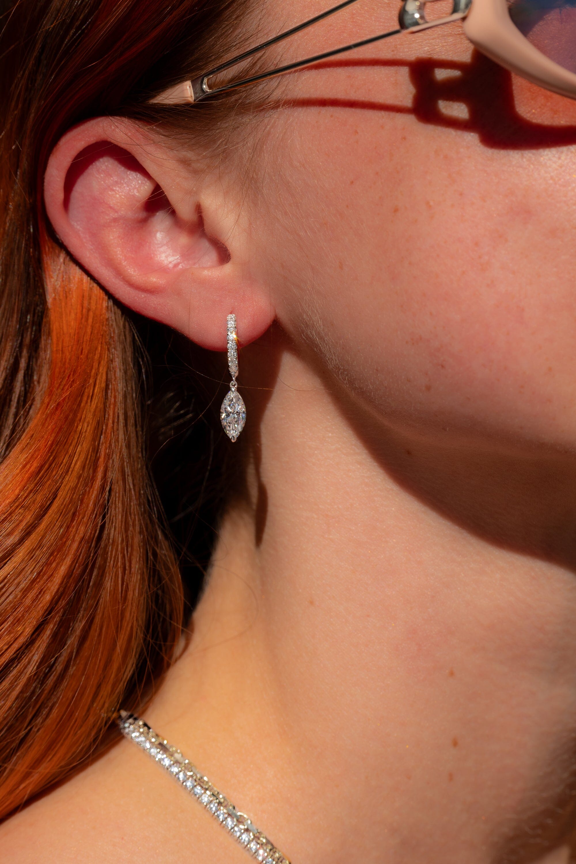 Marquise Drop Hoops Earrings Princess Bride Diamonds