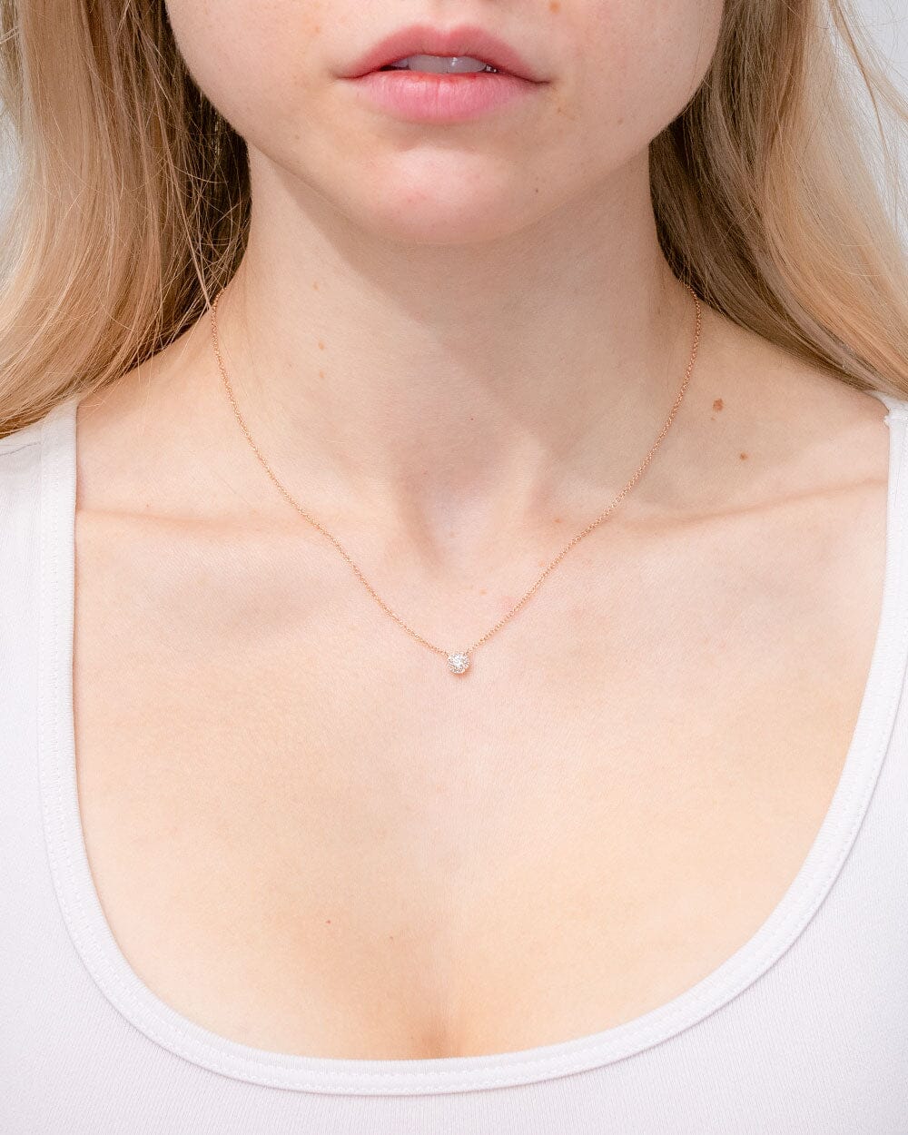 Mini Diamond Halo Necklace Rose Gold Necklaces Princess Bride Diamonds