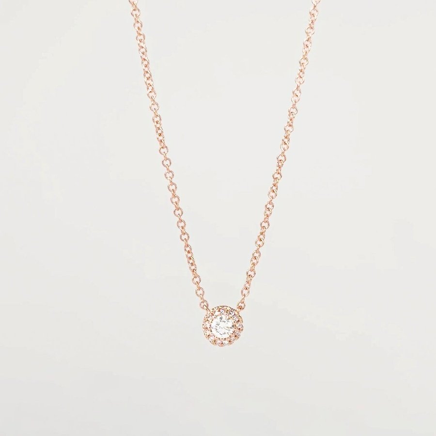 Mini Diamond Halo Necklace Rose Gold Necklaces Princess Bride Diamonds