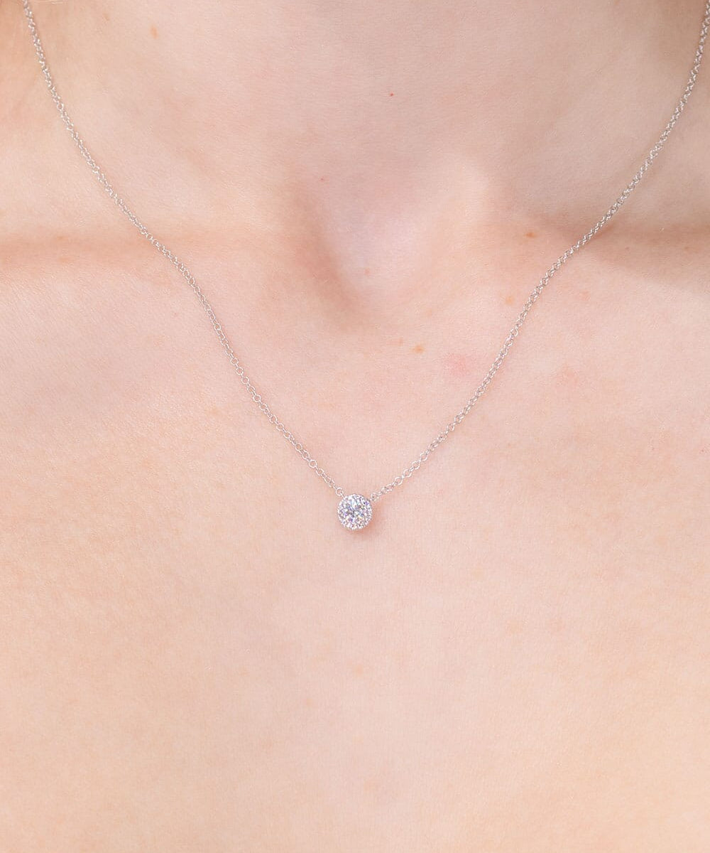 Mini Diamond Halo Necklace White Gold Necklaces Princess Bride Diamonds 