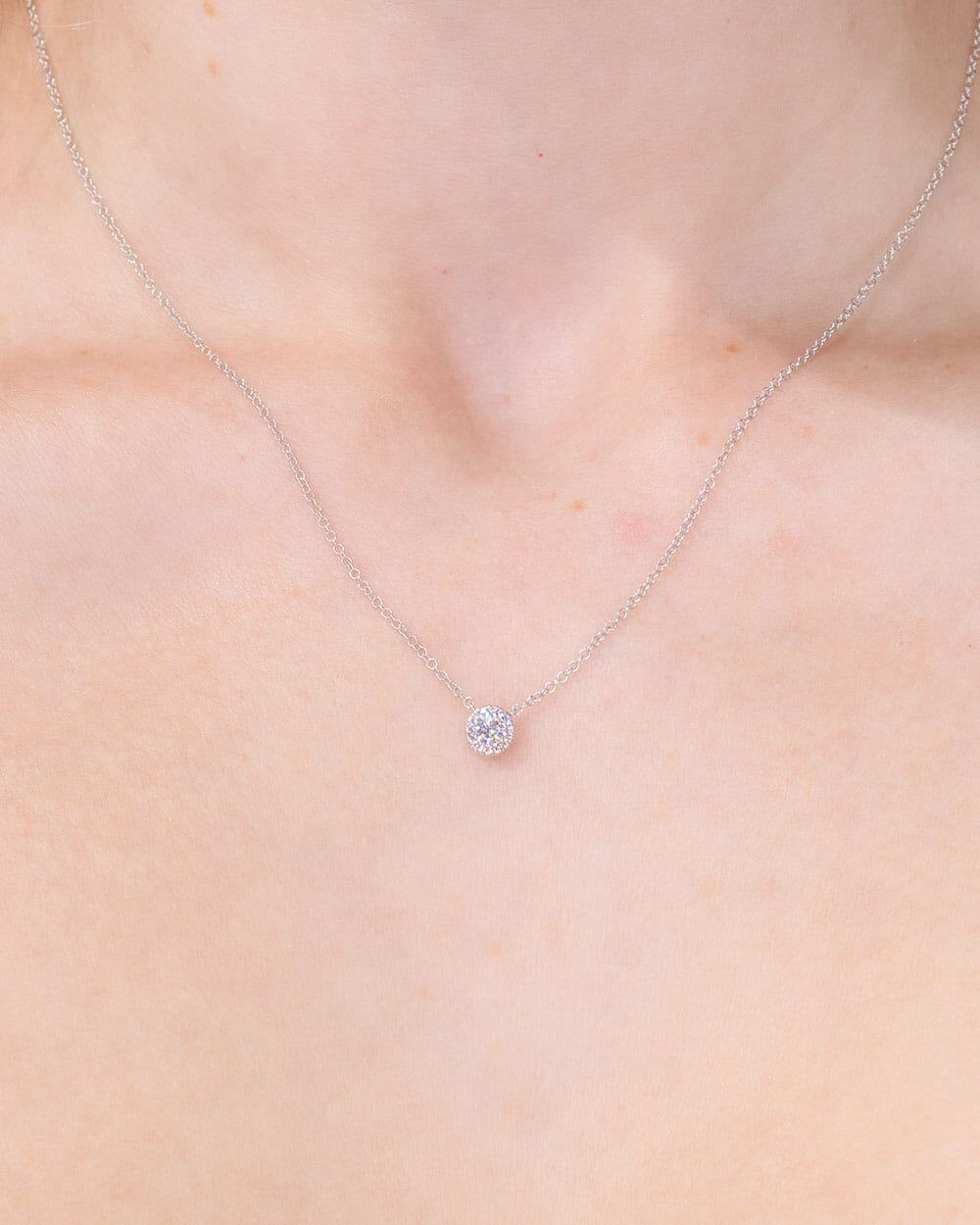 Mini Diamond Halo Necklace White Gold Necklaces Princess Bride Diamonds