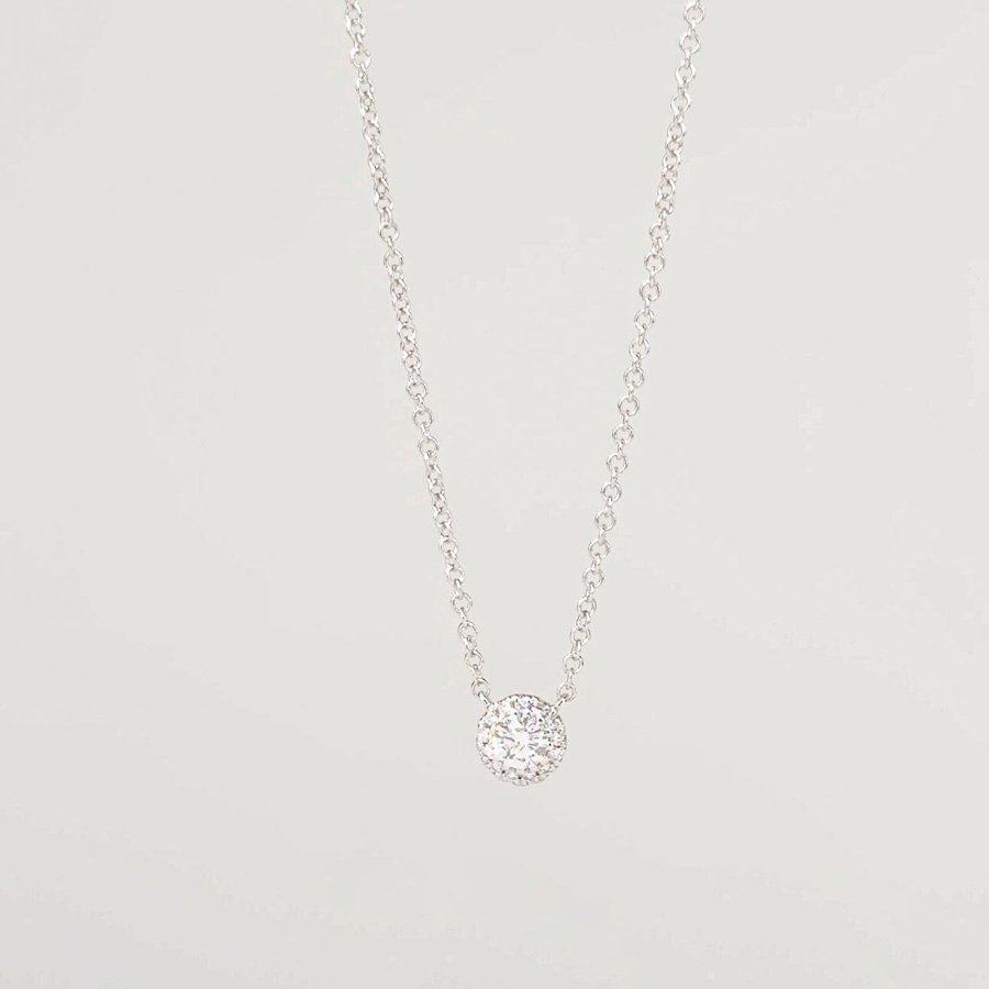 Mini Diamond Halo Necklace White Gold Necklaces Princess Bride Diamonds