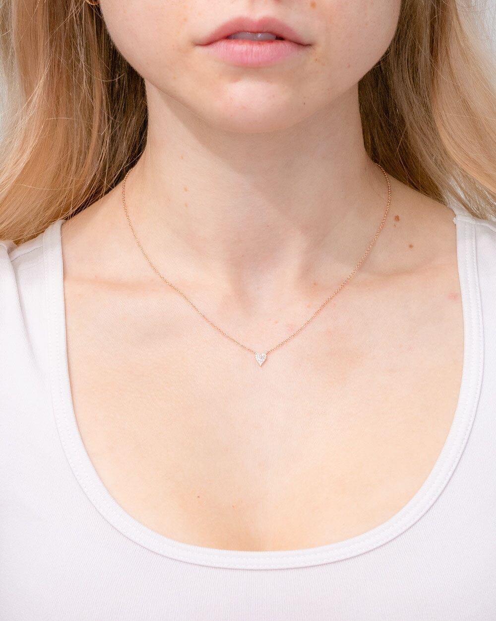 Mini Pavé Heart Necklace Rose Gold Necklaces Princess Bride Diamonds