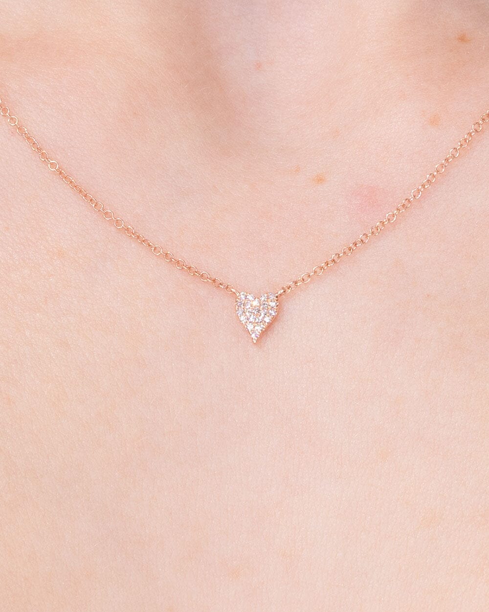 Mini Pavé Heart Necklace Rose Gold Necklaces Princess Bride Diamonds