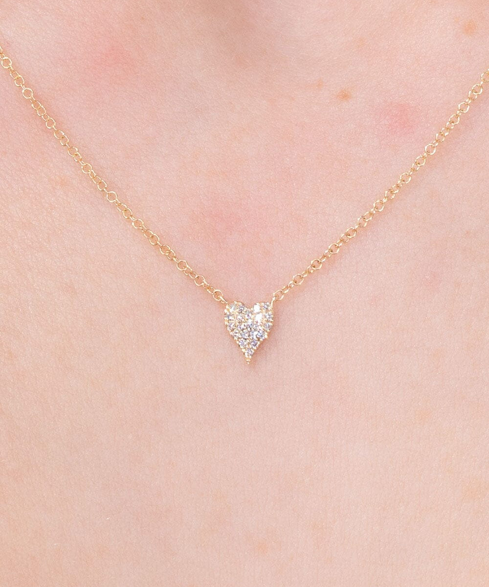 Mini Pavé Heart Necklace Yellow Gold Necklaces Princess Bride Diamonds 