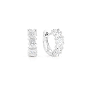 Mini Radiant Diamond Huggies Earrings Princess Bride Diamonds 14K White Gold 
