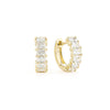 Mini Radiant Diamond Huggies Earrings Princess Bride Diamonds 14K Yellow Gold 