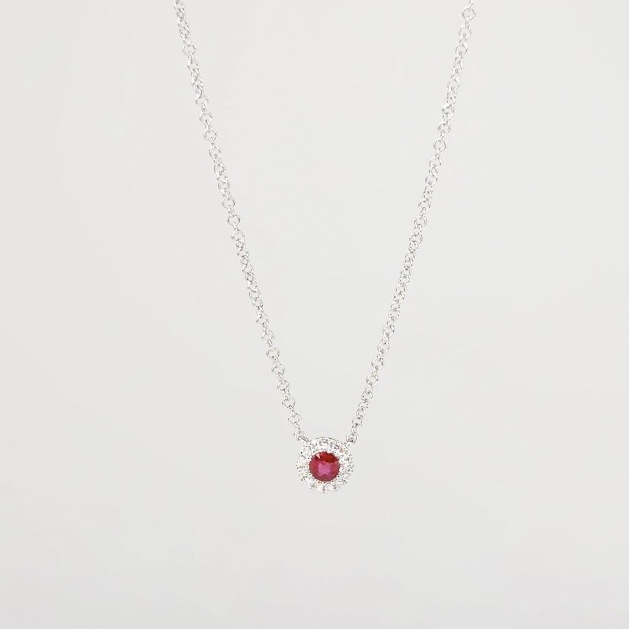 Mini Ruby Diamond Halo Necklace Necklaces Princess Bride Diamonds