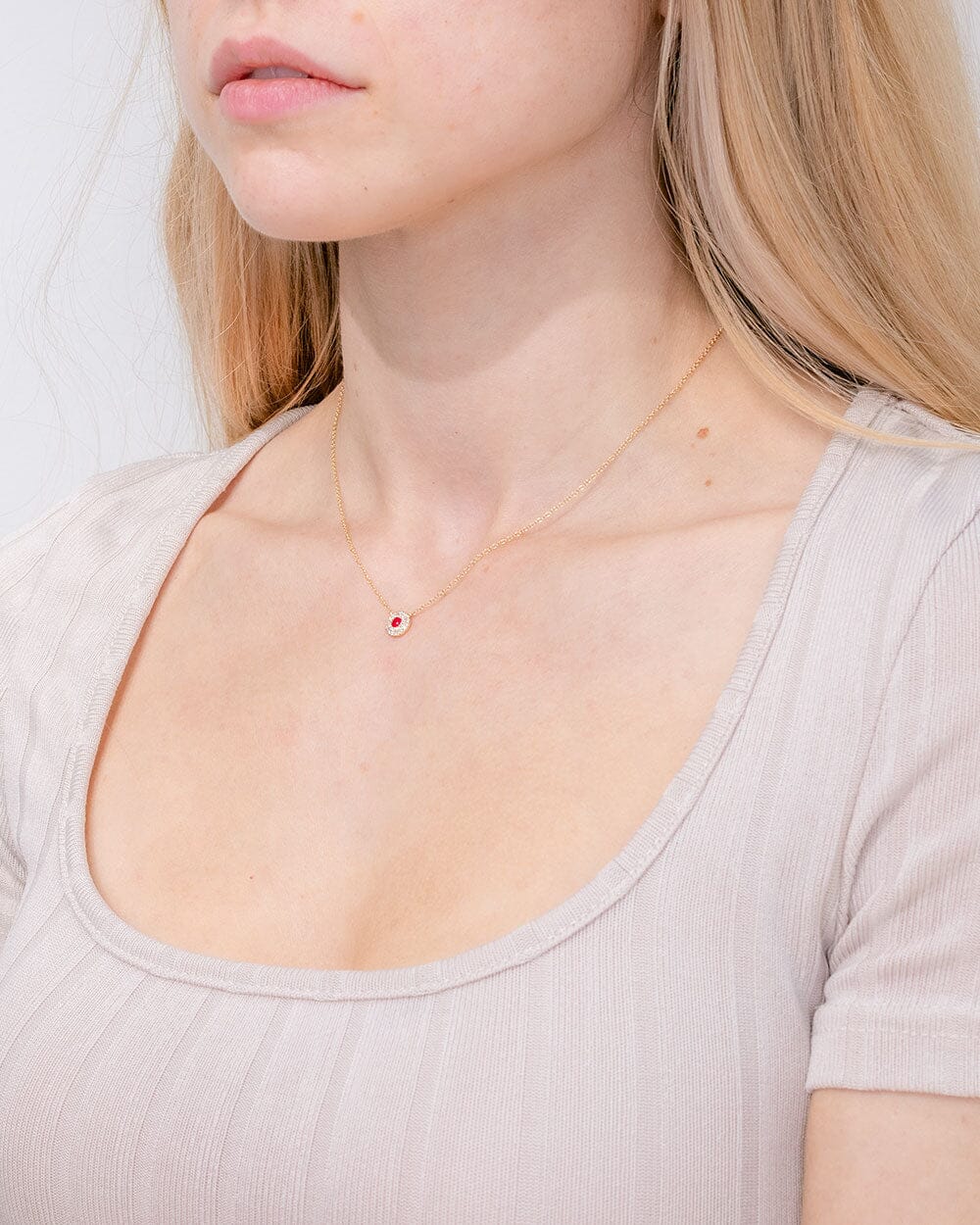 Mini Ruby Double Diamond Halo Necklace Necklaces Princess Bride Diamonds