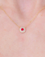 Mini Ruby Double Diamond Halo Necklace Necklaces Princess Bride Diamonds