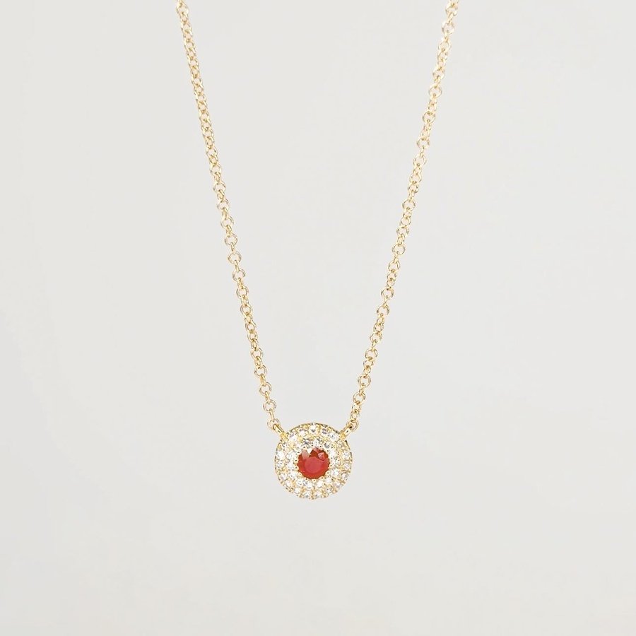 Mini Ruby Double Diamond Halo Necklace Necklaces Princess Bride Diamonds