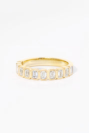 Mini Emerald Bezel Diamond Ring