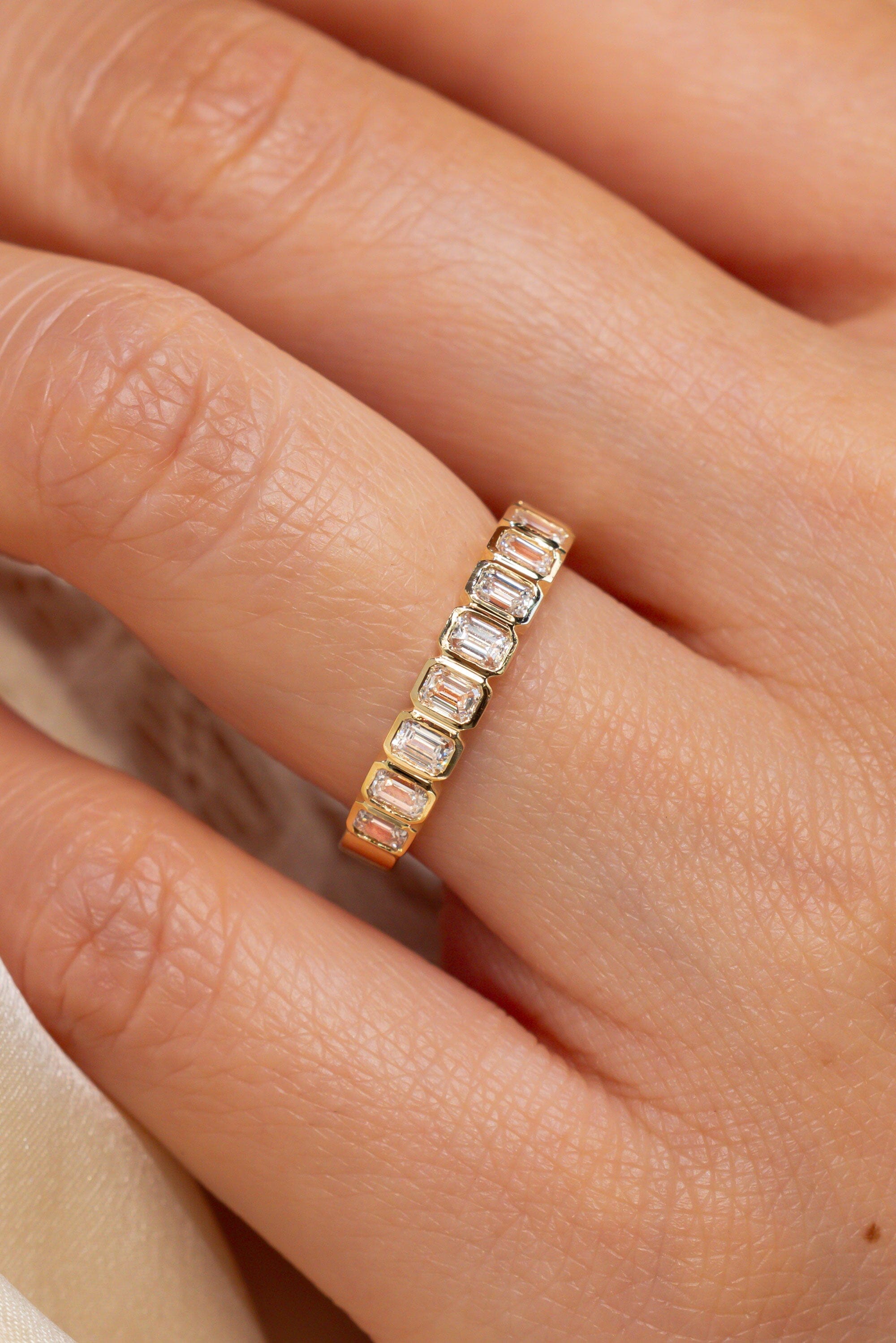 North-South Emerald Bezel Diamond Ring Rings Princess Bride Diamonds