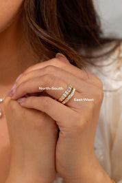 North-South Emerald Bezel Diamond Ring Rings Princess Bride Diamonds