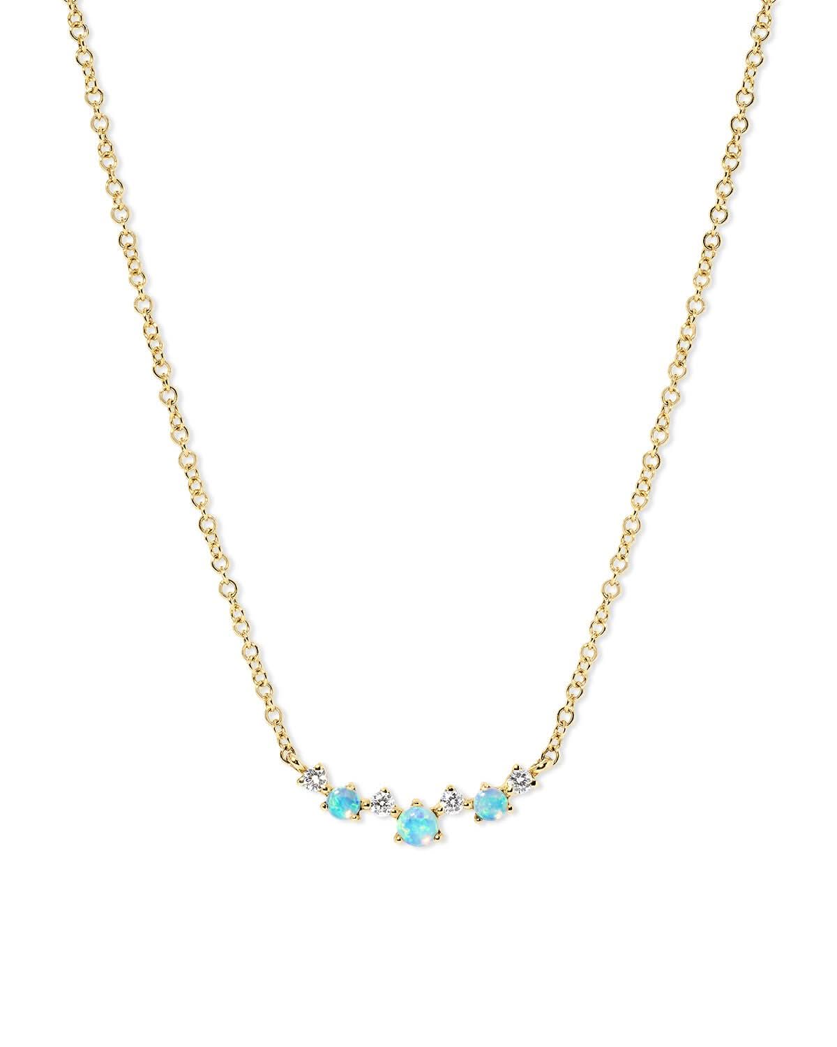 Opal & Diamond Curve Necklace - PBD Necklaces