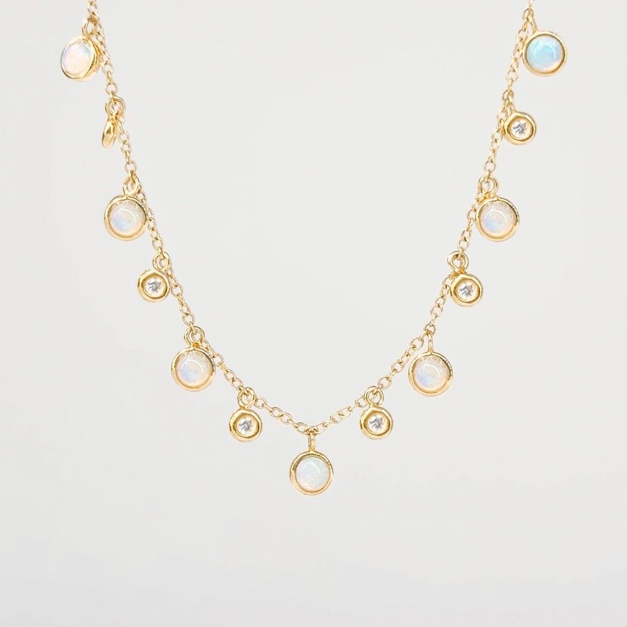 Opal & Diamond Drip Necklace Necklaces Princess Bride Diamonds