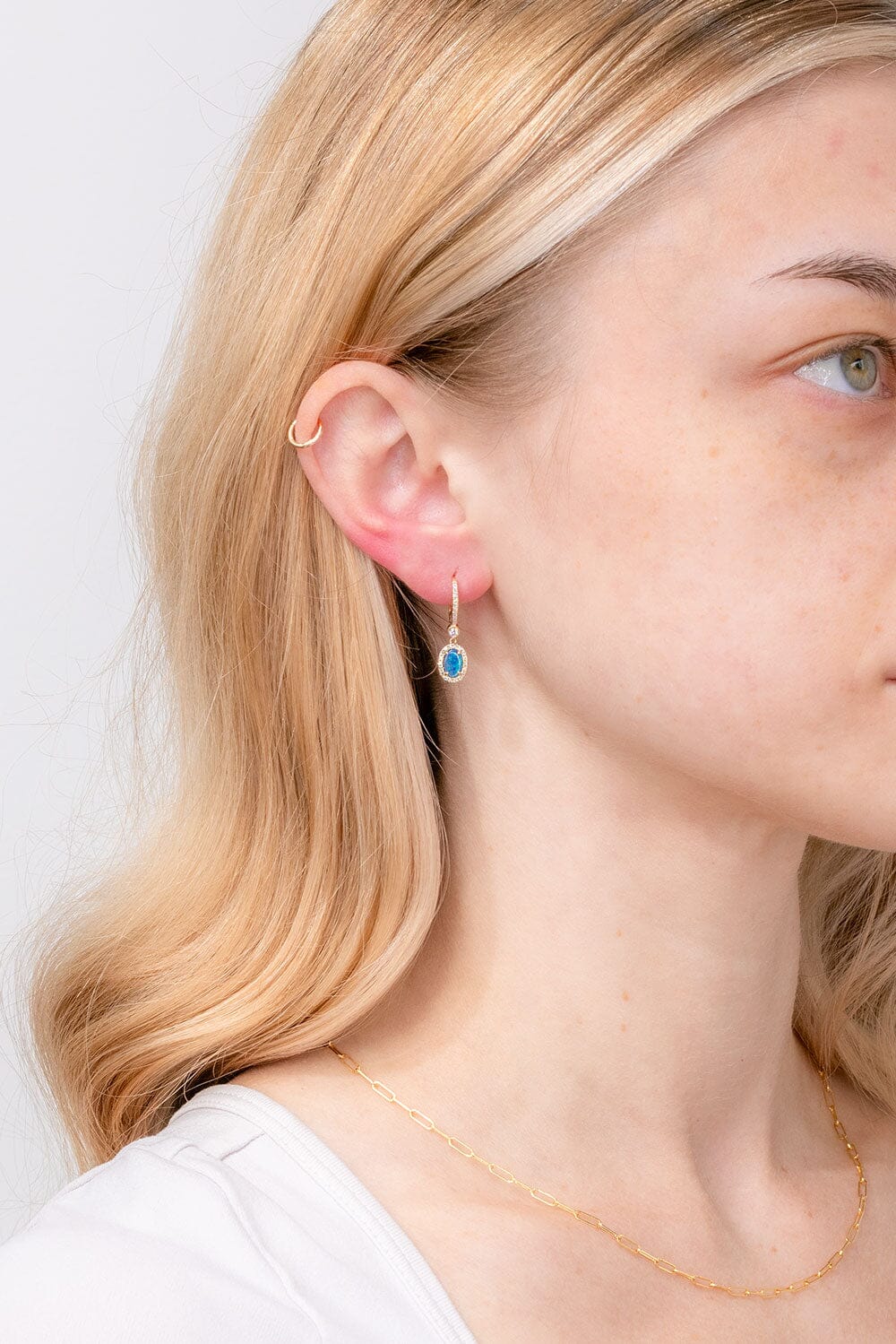 Opal & Diamond Halo Drop Earrings Earrings Princess Bride Diamonds