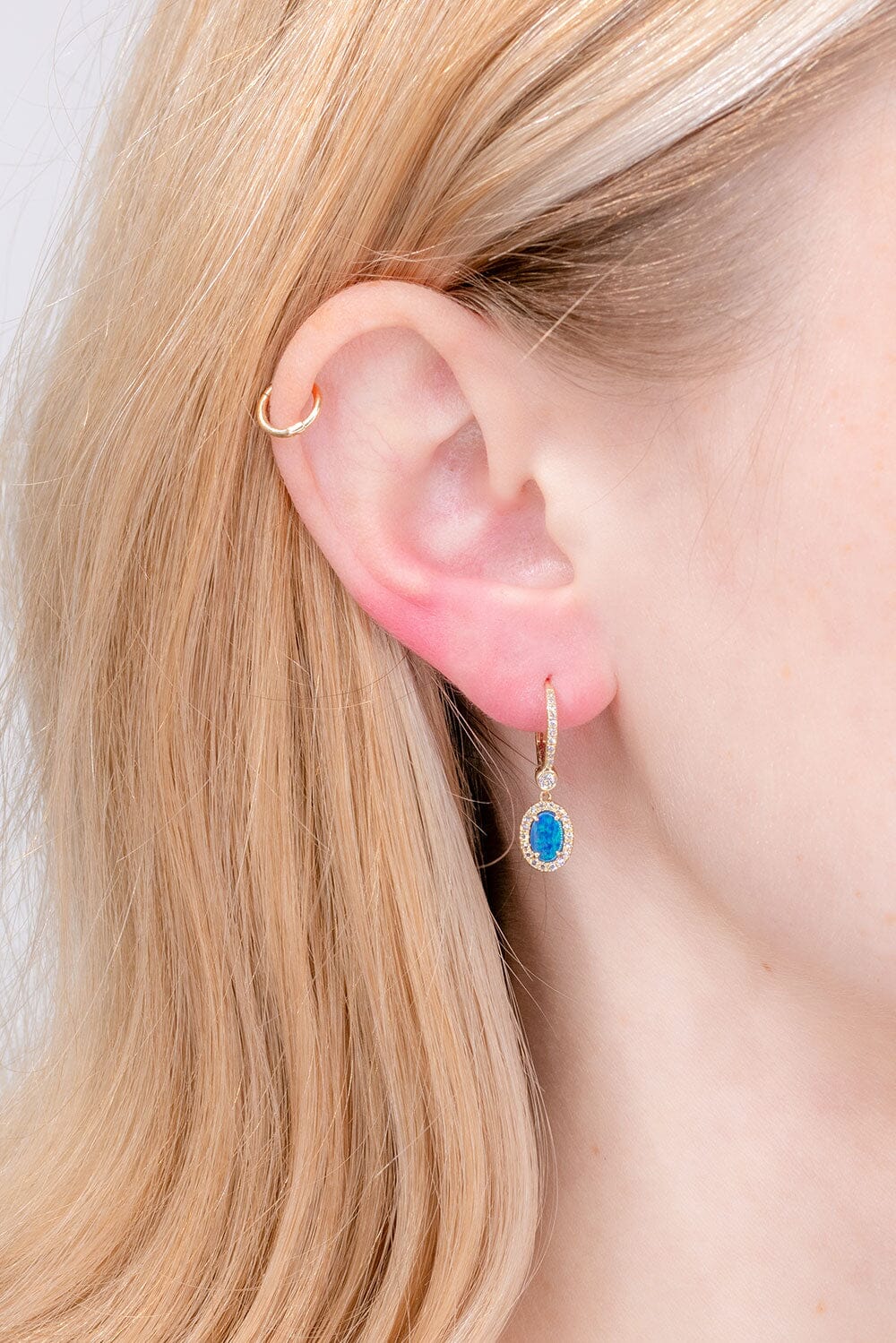 Opal & Diamond Halo Drop Earrings Earrings Princess Bride Diamonds