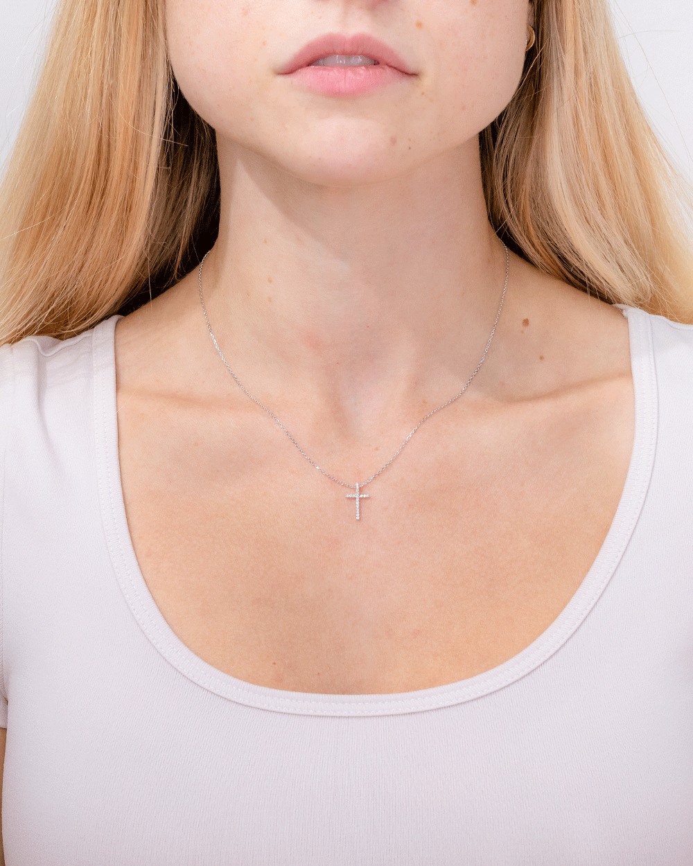 Pavé Cross 14k White Gold Necklaces Princess Bride Diamonds