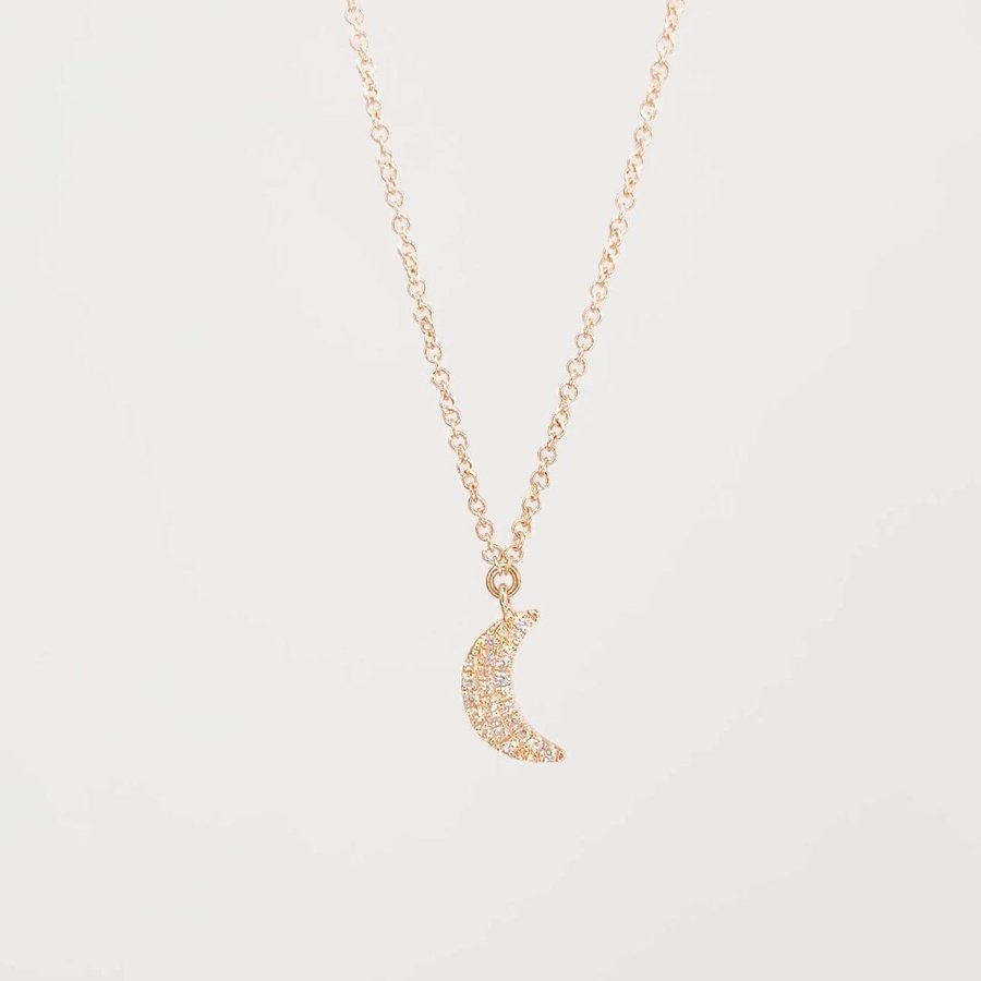Pavé Diamond Moon Necklace Rose Gold Necklaces Princess Bride Diamonds