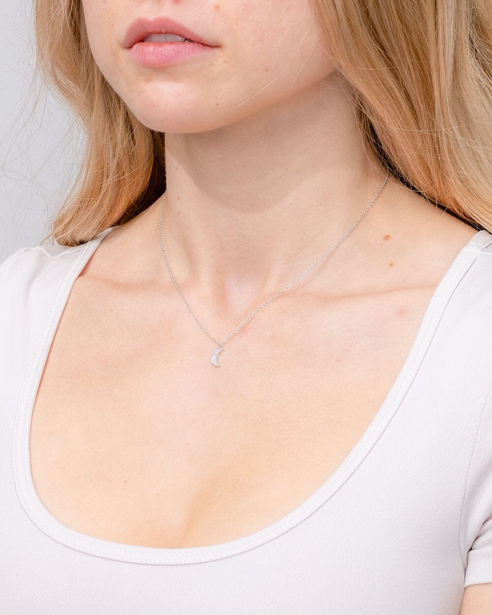 Pavé Diamond Moon Necklace White Gold Necklaces Princess Bride Diamonds