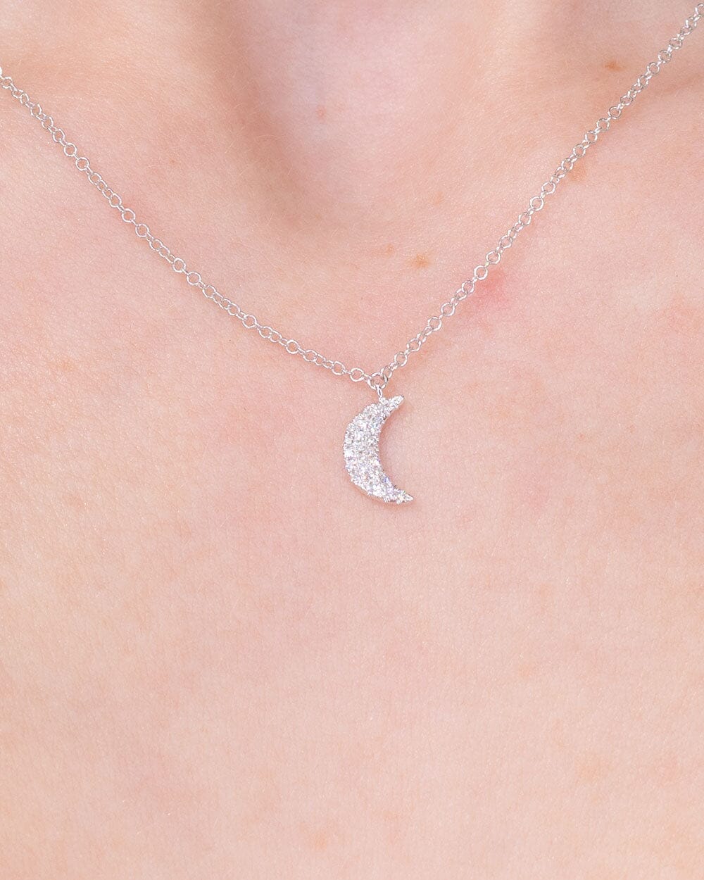 Pavé Diamond Moon Necklace White Gold Necklaces Princess Bride Diamonds