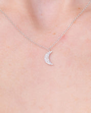 Pavé Diamond Moon Necklace White Gold Necklaces Princess Bride Diamonds 