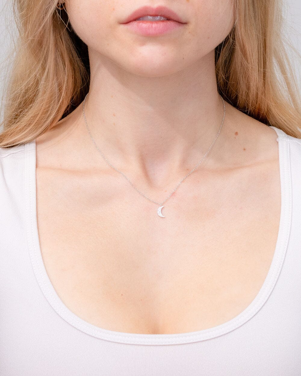 Pavé Diamond Moon Necklace White Gold Necklaces Princess Bride Diamonds