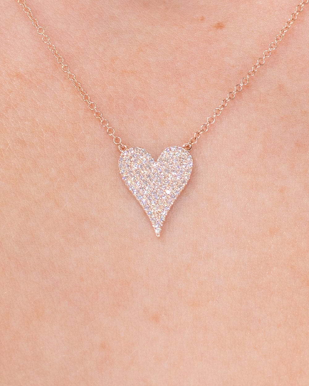 Pavé Heart Necklace Rose Gold Necklaces Princess Bride Diamonds