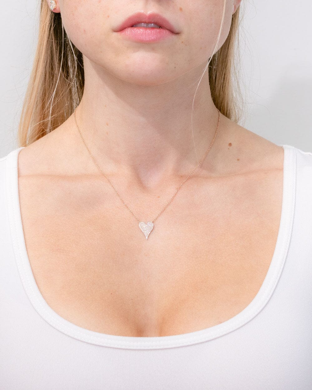 Pavé Heart Necklace Rose Gold Necklaces Princess Bride Diamonds