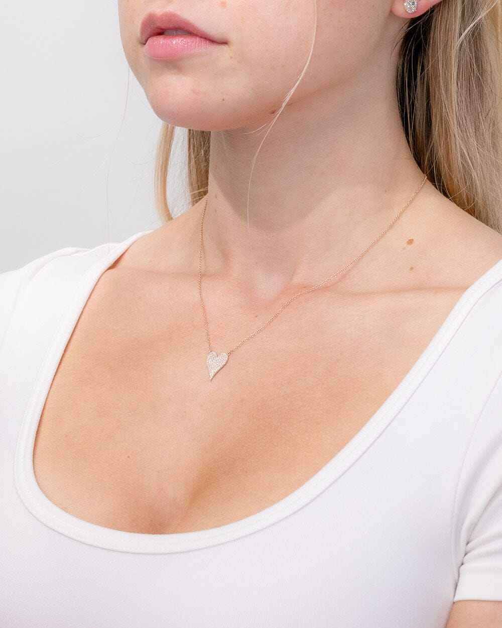 Pavé Heart Necklace Rose Gold Necklaces Princess Bride Diamonds