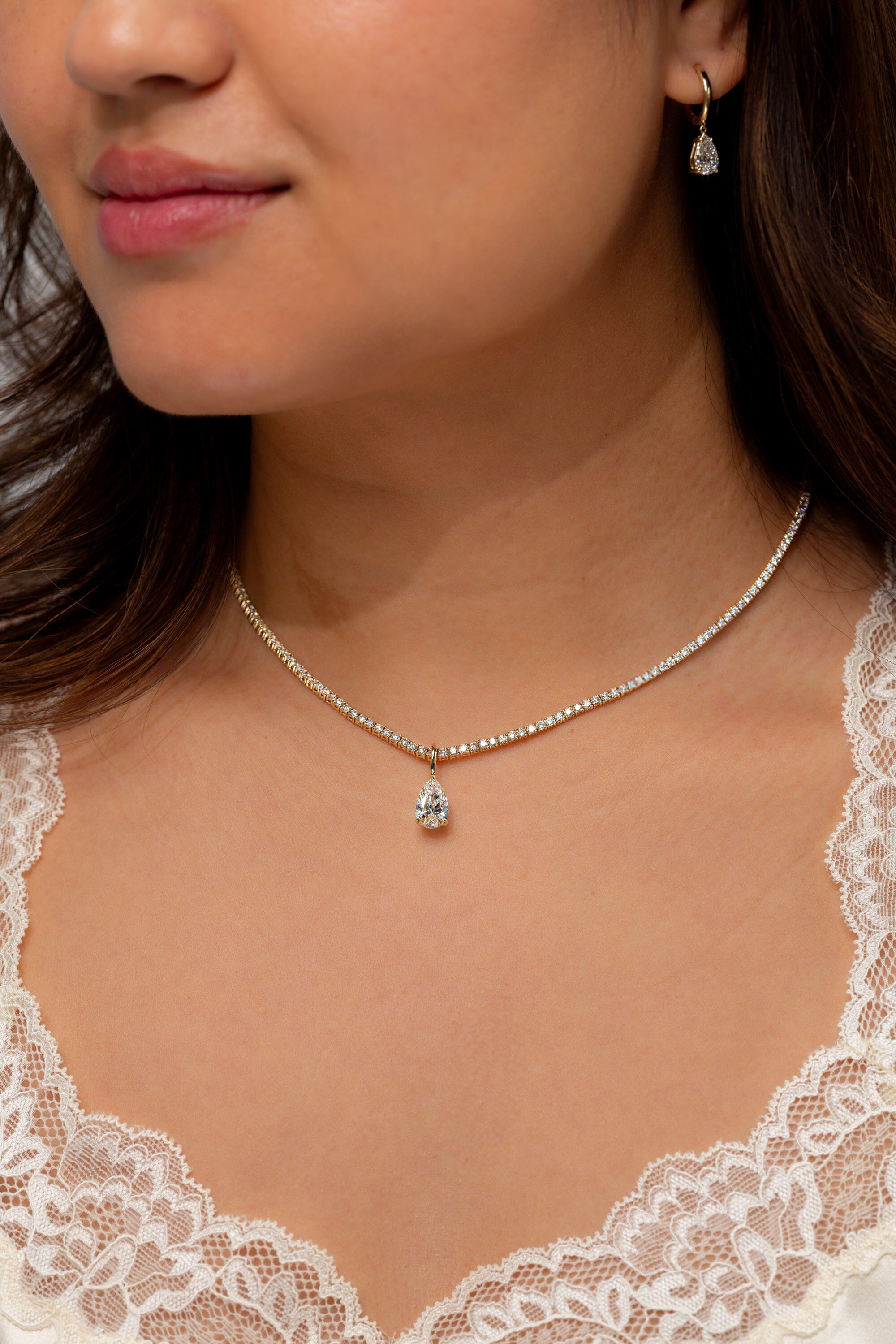 Pear Lab Diamond Tennis Necklace Necklaces Princess Bride Diamonds