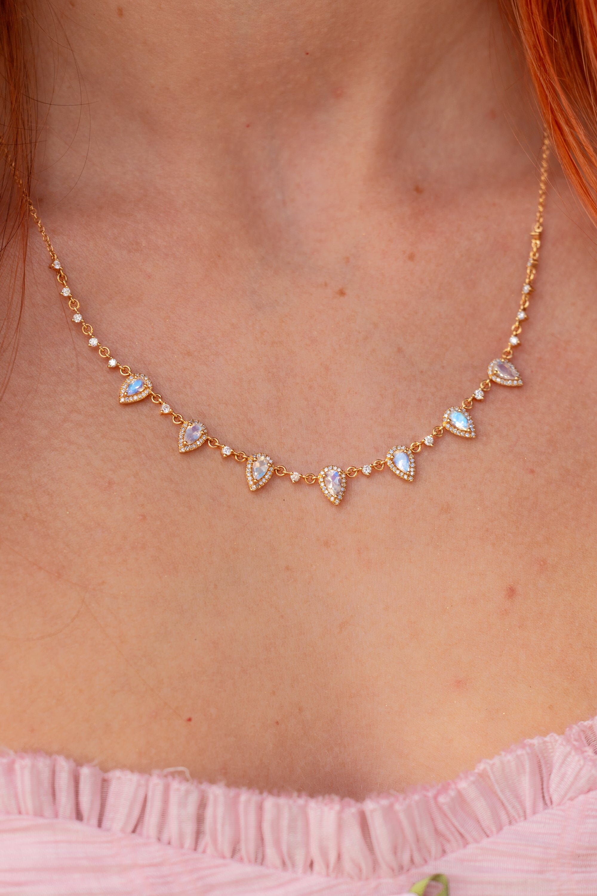 Pear Moonstone Diamond Drip Necklace Necklaces Princess Bride Diamonds